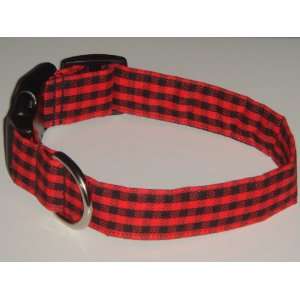  Red Black Gingham Checkered Checker Dog Collar Medium 1 