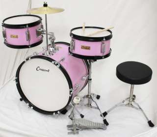 NEW Crescent Beginners PINK 16 KIDS DRUM SET BASS+ SNARE+ TOM+ CYMBAL 