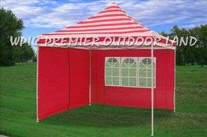 10x10 Pop Up 4 Wall Canopy Party Tent Gazebo EZ Red Stripe  