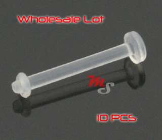 LOT 10 * CLEAR Straight 14g TONGUE RETAINER Piercing  