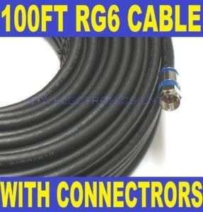 100 FT RG 6 BLACK COAXIAL CABLE 18 AWG CCS RG6 COAX  