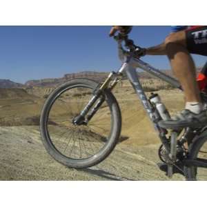  Front Wheel and Frame of Mountain Bicycle in the Mount 