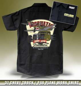 1937 37 Chevy Truck / P 40 Plane Hot Rod Workshirt By Aesthetic 
