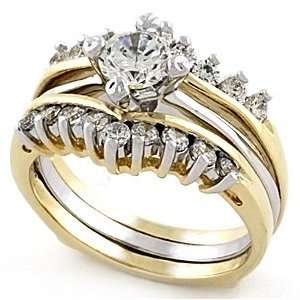   75 Carat CZ Two Tone Engagement Wedding Ring Set Size (5) Jewelry