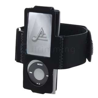 Black Suede Gym Sportband Armband Skin Case Cover for iPod Nano 5th 5 