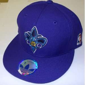   Orleans Hornets Flat Brim Fitted Adidas Hat Size 7