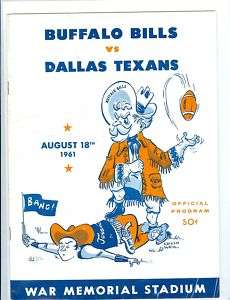 Bills Texans afl Aug 18th, 1961 football program rare  