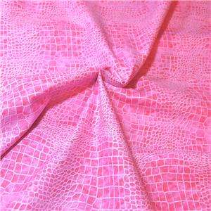 Lyndhurst Cotton Fabric, Alligator or Reptile Print in Pink, Per Fat 