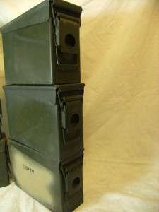LOT OF SIX (6) MILITARY AMMO CANS BOXES 7.62 MM 200 CARTRIDGE CAPACITY 