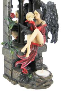 Pensive Dark Angel Fairy Tea Light Mirror Candle Holder  