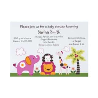 Sweet Safari Girl/Animals Baby Shower Invitations invitation
