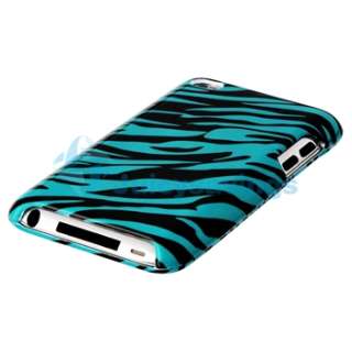   iPod Touch 4 4th Gen 4G Holder+Blue Zebra Animal Hard Skin Case Cover