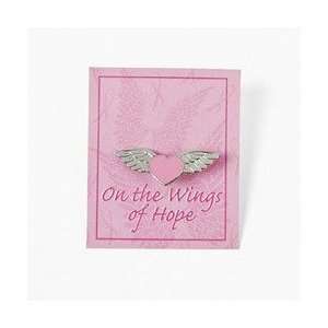  12 Pink Ribbon Heart Angel Wings Pins On Cards Health 