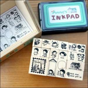 ANNE of GREEN GABLE Wooden House Rubber Stamp + Ink Pad  