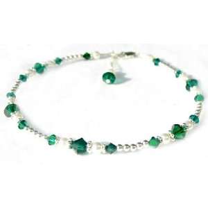  Damali .925 Sterling Silver Anklets May Emerald Swarovski 