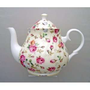 Antique Rose Bone China Teapot   6 Cup 