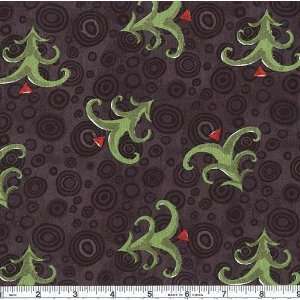  45 Wide Hoopla Holiday Trees Black Fabric By The Yard 