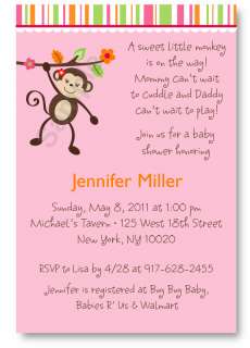 Little Miss Monkey Baby Shower Invitation Printable  