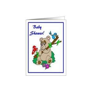  Baby Shower Bear and Bird Inviation Card Health 