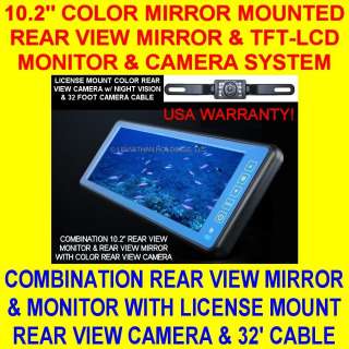 10.2 MIRROR MOUNT COLOR REAR VIEW BACKUP CAMERA SYSTEM LICENSE CAM 