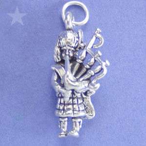 MUSIC BAGPIPER BAGPIPES Sterling Silver Charm Pendant  