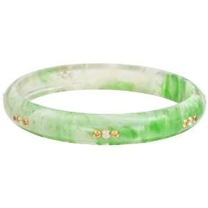  Mark Davis Jane Gem Set Green Marbled Bakelite Bangle Jewelry