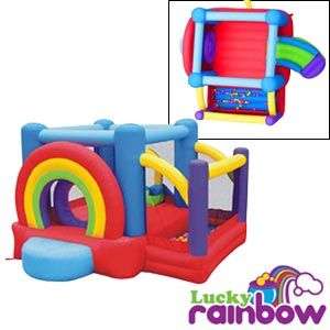 Lucky Rainbow Bouncer Inflatable Ball Pit Slide ~NEW  