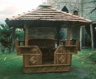 Bamboo Tiki Gazebo Cogon Grass Roof Outdoor Seating  