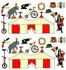 Circus Elephant and dog, clown stickers  10 sheets bulk  