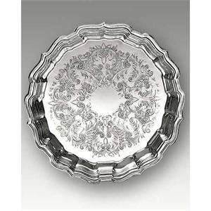 CHIPPENDALE SILVER PLATED SERVING PLATTER TRAY 12.5  
