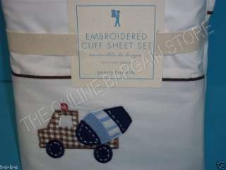   Barn Kids Contruction dump Truck Embroidered Cuff Twin bed Sheets set