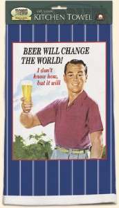 New BEER WILL CHANGE THE WORLD Bar Towel ~ FREE SHIP  