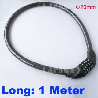 New Bicycle Bike 5 Digit Combination Steel Cable Lock 20mm x 1000mm