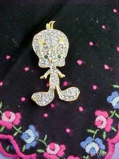 TWEETY BIRD RHINESTONE BROOCH PIN ADORABLE MINT  