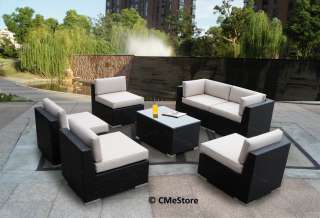 Outdoor Patio Wicker Furniture 7pcs Luxurious Couch Set  