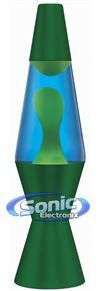   designer accent lava lamp with yellow wax blue liquid and green base