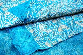 BOLLYWOOD INDIAN ETHNIC DUPATTA IN BRIGHT BLUE CRINKLE FABRIC WITH AN 