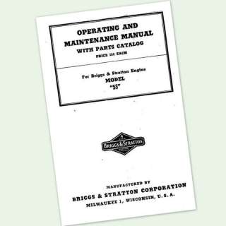 BRIGGS AND STRATTON 5S ENGINE REPAIR PARTS OWNERS OPERATORS MANUAL BS 