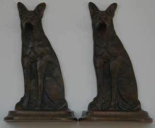 Pair of Vintage Bronze German Shepherd Bookends in Excellent condition 