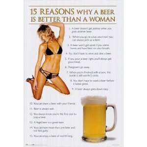  (24x36) 15 Reasons (Beer is Better Than a Woman) Art 