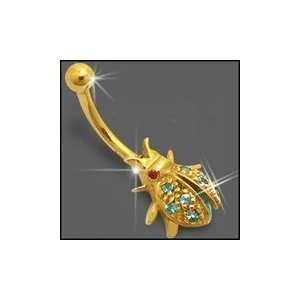    beetle Dangling 14K Gold Belly Ring Piercing Jewelry Jewelry