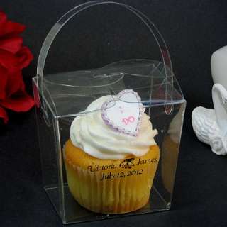 Personalized Clear Chinese Take Out Cupcake Favor Boxes   Lot of 96