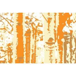 Birch Trees   Orange Wall Mural
