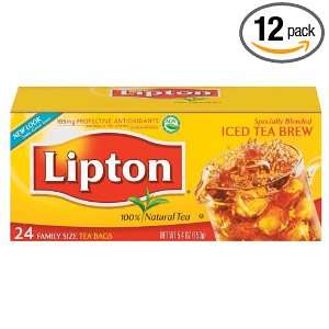 Lipton Black Tea, Family Size Tea Bags,Iced Tea Brew, 24 Count Boxes 