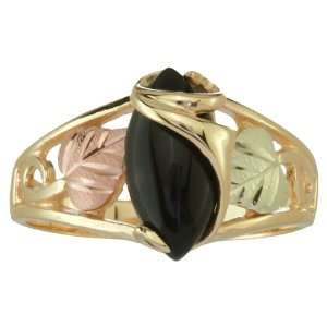  10 Karat Gold, Ladies, Marquise Onyx Cabochon Ring (6.0) Jewelry