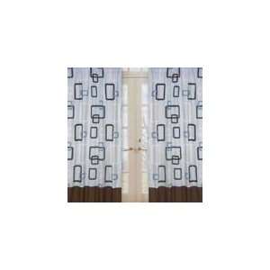  Blue and Brown Geo Window Treatment Panels   Set of 2 