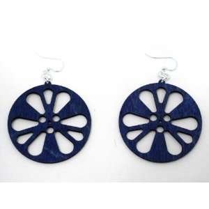  Royal Blue Movie Film Reel Wooden Earrings GTJ Jewelry