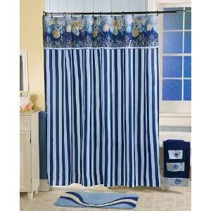  Blue Striped Oceana Fabric Shower Curtain 