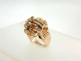 Stunning Large Solid Rose Gold & Genuine Diamond Unisex Ring  