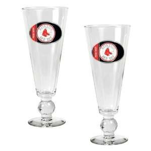 Boston Red Sox MLB 2pc Pilsner Glass Set with Baseball on 